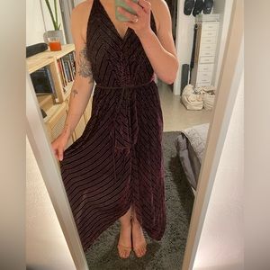 Robert Rodriguez Velvet Chevron Asymmetric Dress